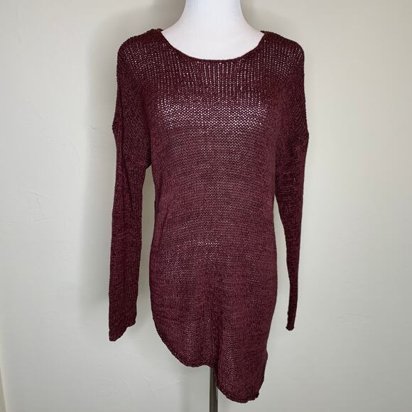 Divided Burgundy Asymmetric Sweater Sz Small - Picture 1 of 10